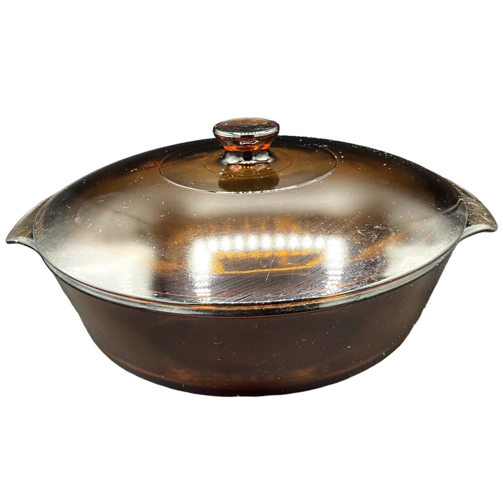 Vtg Anchor Hocking Fire-King (2qt) Amber Brown Oval Casserole Baking Dish Bowl
